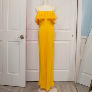 J.Crew 100% Silk Ruffle Maxi Dress – Canary Yellow,